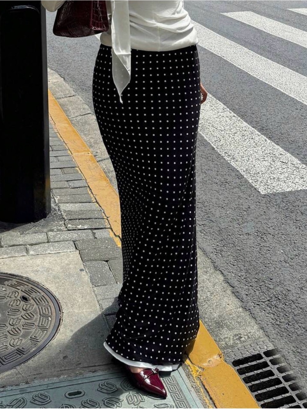 Black Polka Dot Maxi Skirt - Elegant Women's Skirt